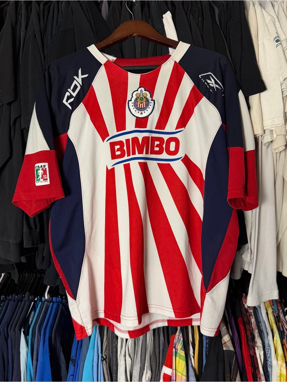 Reebok Chivas De Guadalajara Soccer Jersey Mens Large Red 2008/09 Home Kit FMF